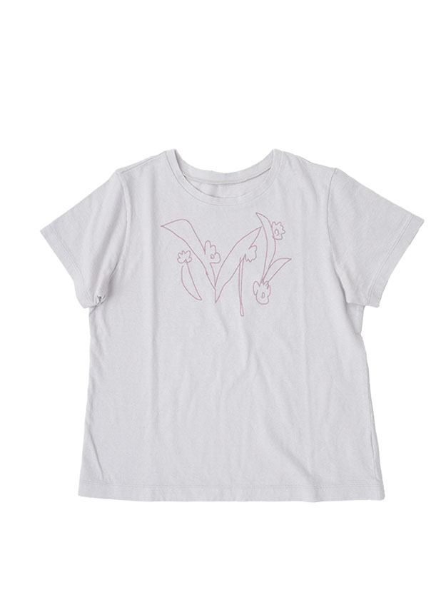 １９／－ラフィ天竺　製品染草橘柄プリントＴシャツ