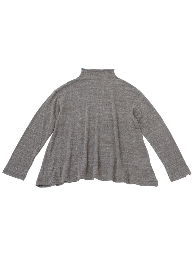 １９／－ラフィウールガーゼ天竺　ボトル襟フレアプルオーバー