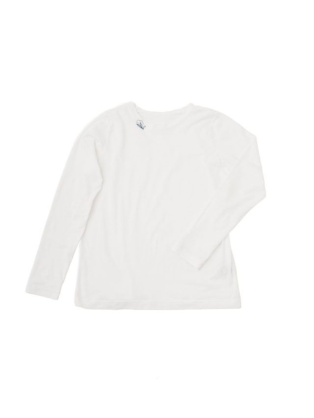 １００／２スーピマスーパー天竺　花咲く柄刺繍長袖Ｔ