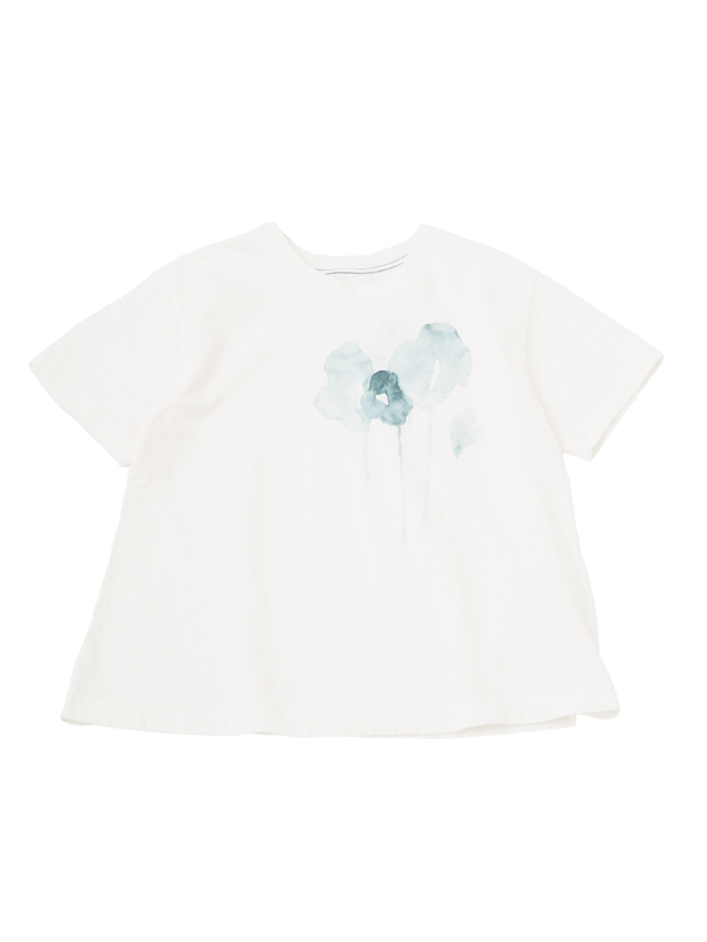 １９／－ラフィ天竺　ひなげし柄プリントフレアＴシャツ