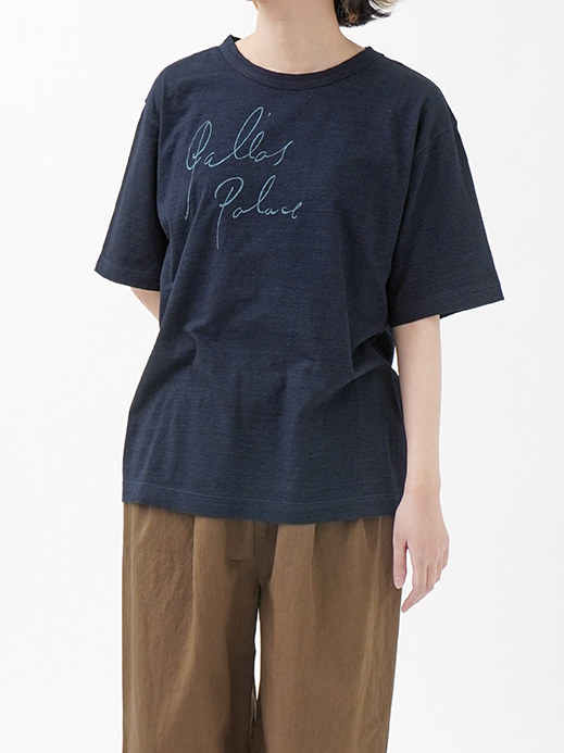 40/-インディゴ天竺 ロゴ抜染Tシャツ オンライン限定