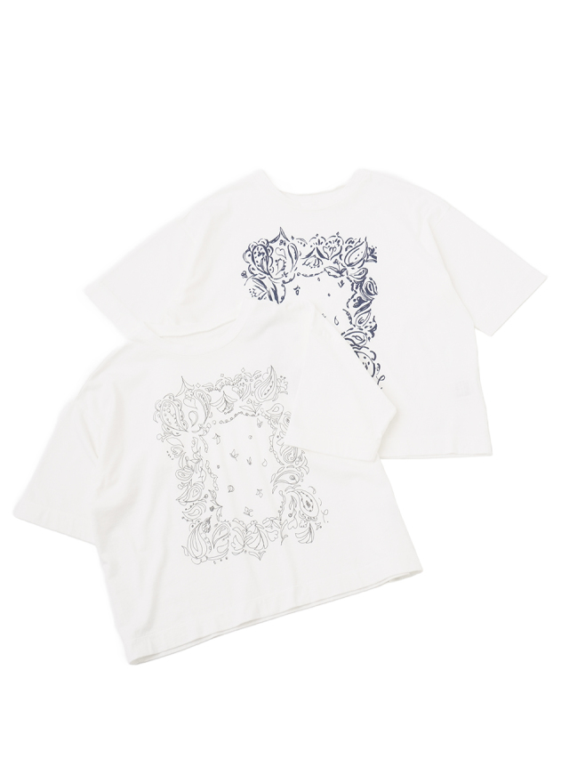 ナチュラルソフト天竺若葉柄プリントTシャツ