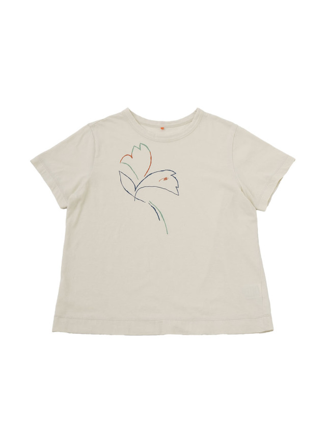 30/-ナチュラルソフト天竺 蛍袋柄プリントTシャツ