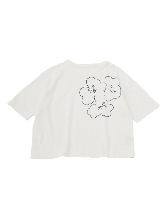 19/-ラフィ天竺 月見草柄プリントTシャツ