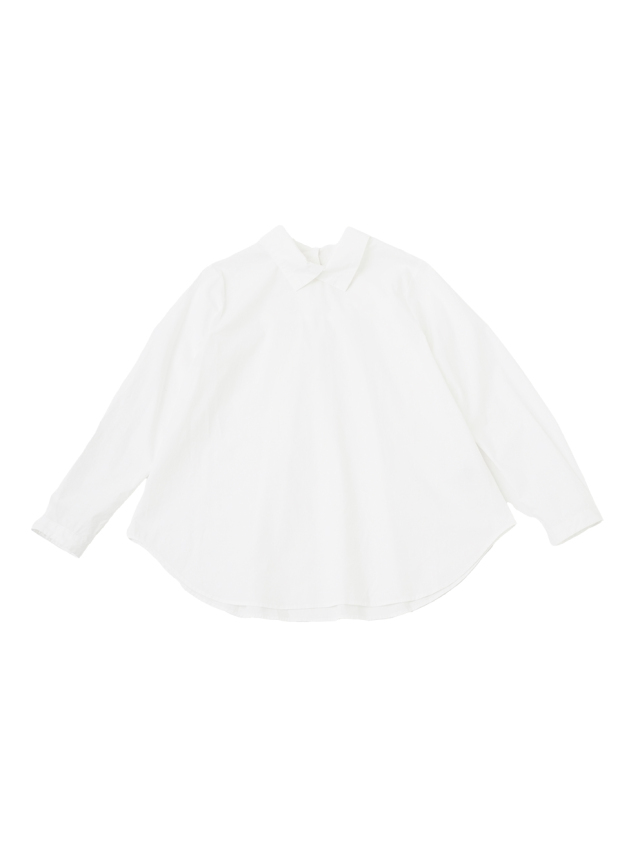 ６０／－ブロードストレッチ　スタンド襟フレアシャツ