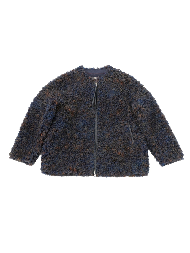 ウールボア寒星柄　ボトル襟ジップブルゾン