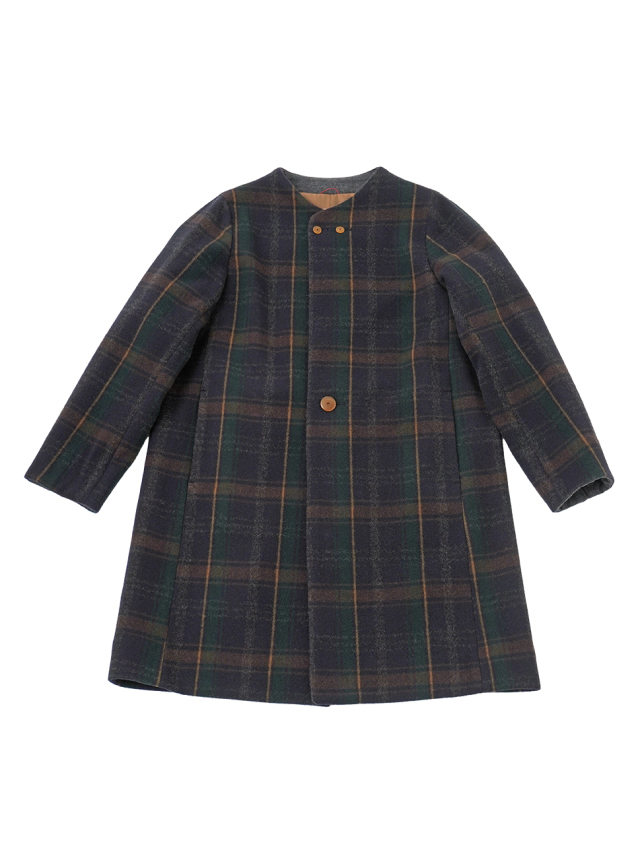 1/8バルーンモッサーチェック ボトル襟コート