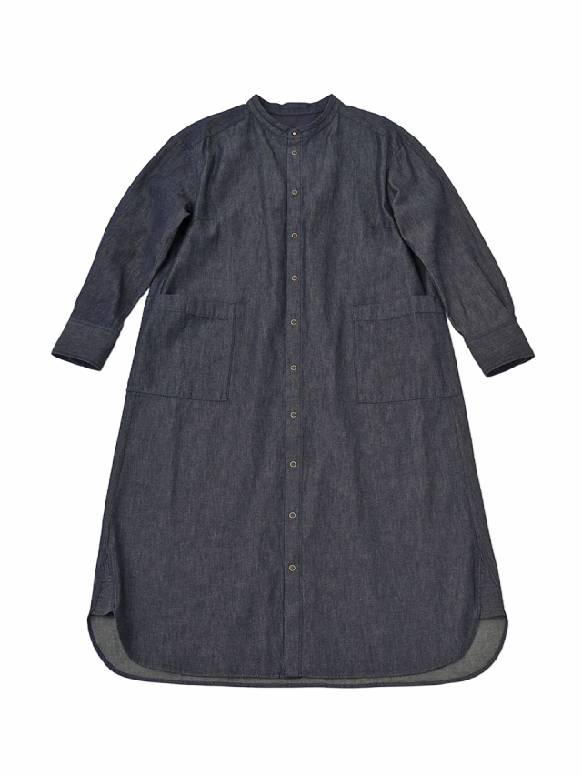 ２０／－ムラ糸ダンガリー　アウトポケットワンピース