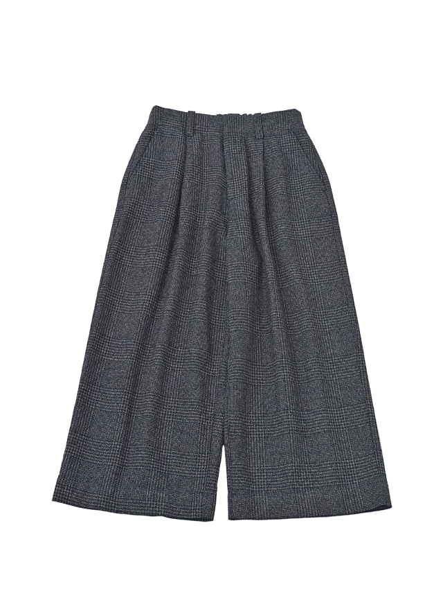 撚り杢インディゴコットンツィード　タックパンツ