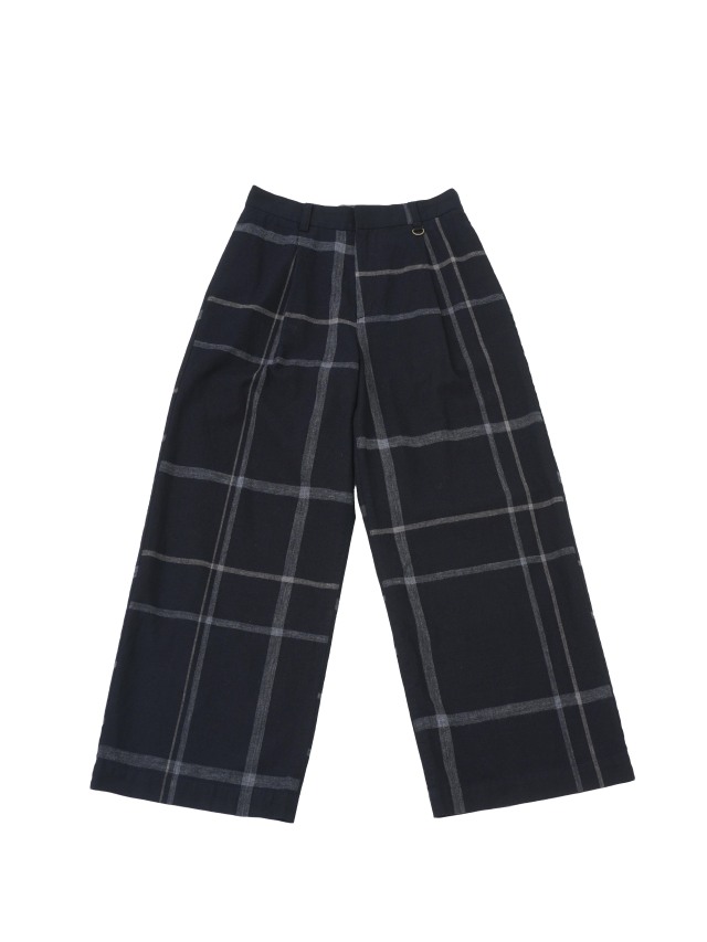 16/-インディゴ×19/-ラフィウールペンチェック パンツ