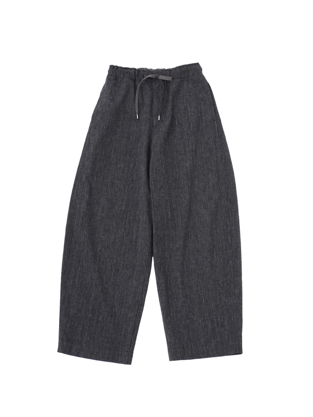 19/-ラフィウールシャンブレー カーブラインイージーパンツ