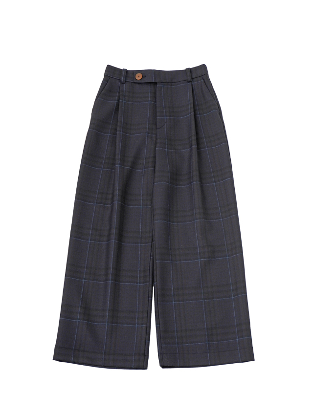 2/40ウールモヘヤチェック ワイドストレートパンツ