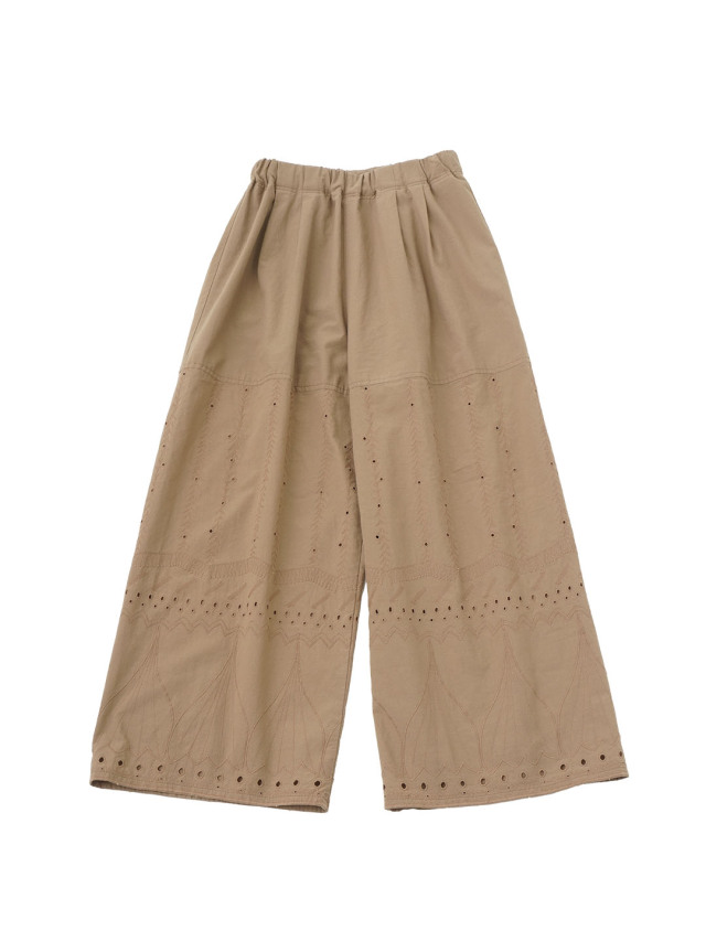 ６０ローン郁子柄レース刺繍　ストレートイージーパンツ