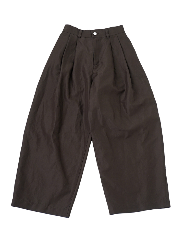 １００／２コットンラミーツイル　カーブラインワイドパンツ