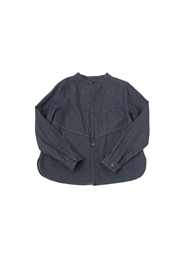 ２０／－ムラ糸ダンガリーボトル襟ワークシャツ