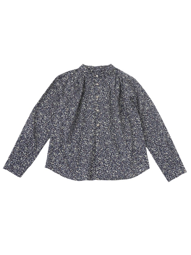 60/-ローン早梅柄 ギャザーシャツ