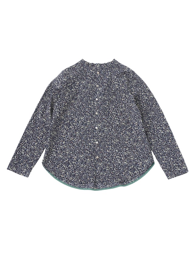 ６０／－ローン早梅柄　ロング丈シャツ