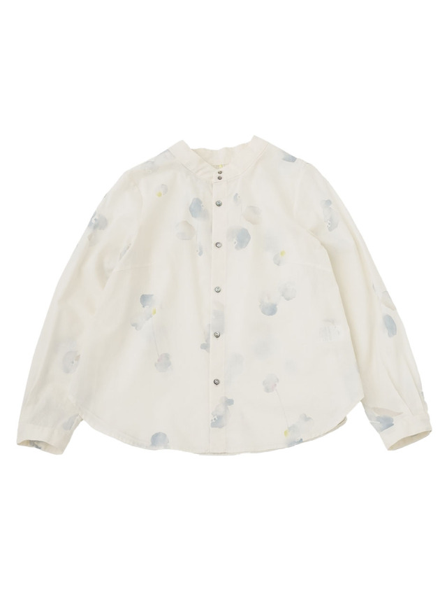 ６０／－ローンおぼろ柄　オフスタンド襟シャツ