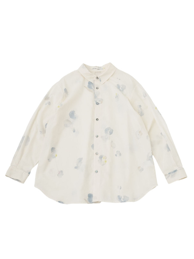 60/-ローンおぼろ柄 レギュラー襟オーバーシャツ