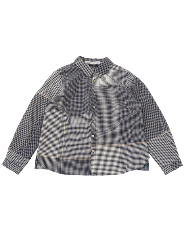 60/-ローンあべこべギンガムチェック レギュラー襟シャツ