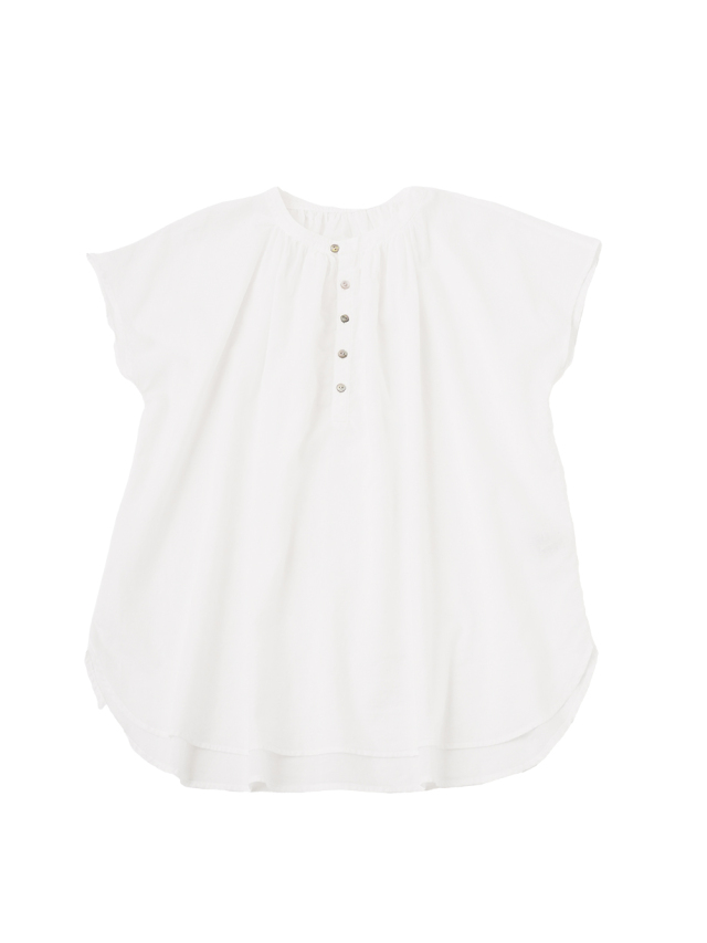 ８０／－ローン　ギャザーフレンチ袖シャツ