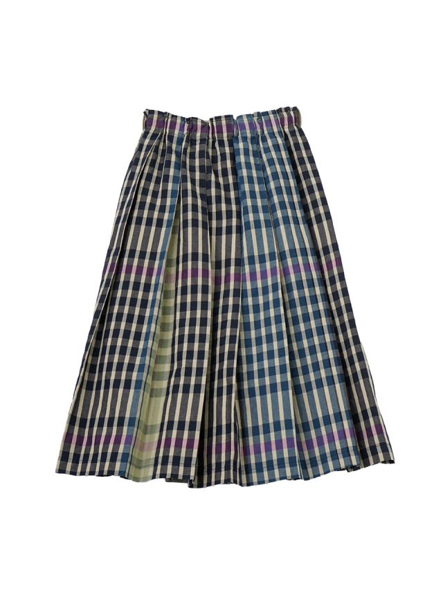 綿麻ふふむチェック タックギャザースカート