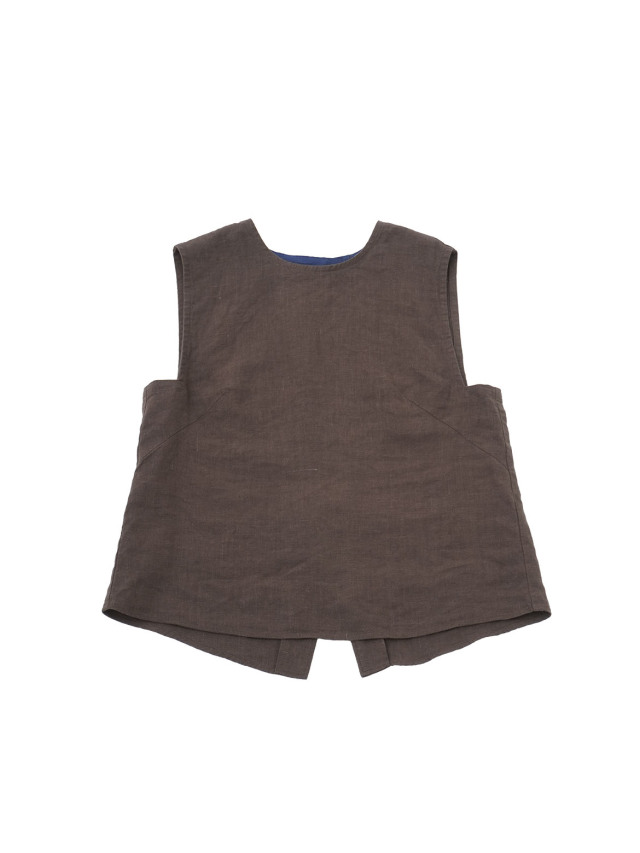 ４０／－リネン　ベストにもなるノースリーブシャツ