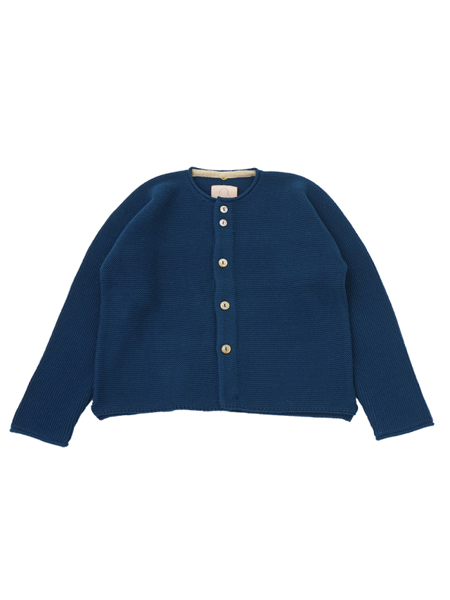 ５Gざっくりコットン　クルー襟カーディガン