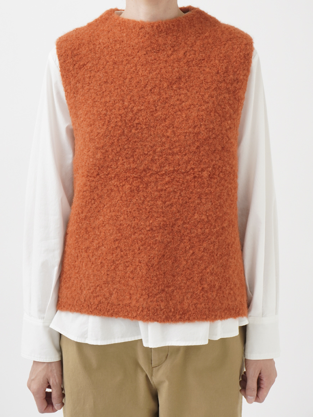 3Gアルパカブークレー モック襟ベスト