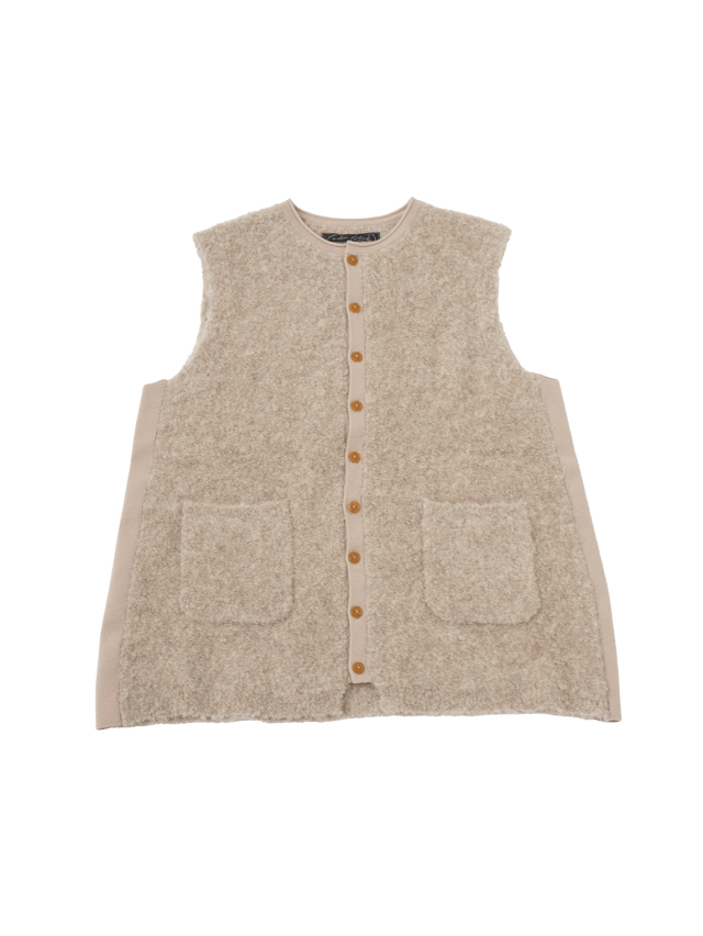 ３Ｇアルパカブークレー　前開きロングベスト