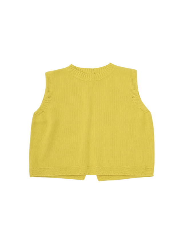 ５Gざっくりコットン　後ろ開きクルー襟ベスト