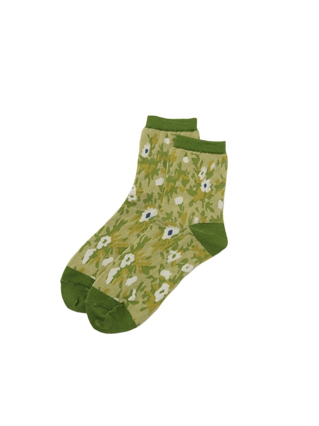 ６４／２綿　エゾタンポポ柄ソックス