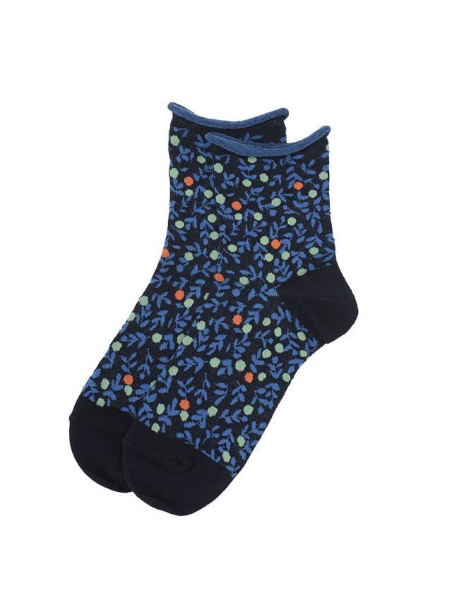 64/2綿 青実柄ソックス