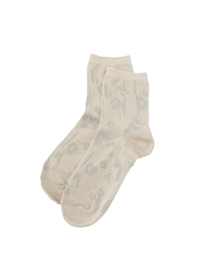 64／2綿コーマガスシルケット　卯の花柄ソックス