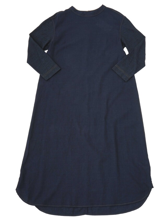 インディゴガーゼ 天竺スタンド襟ワンピース