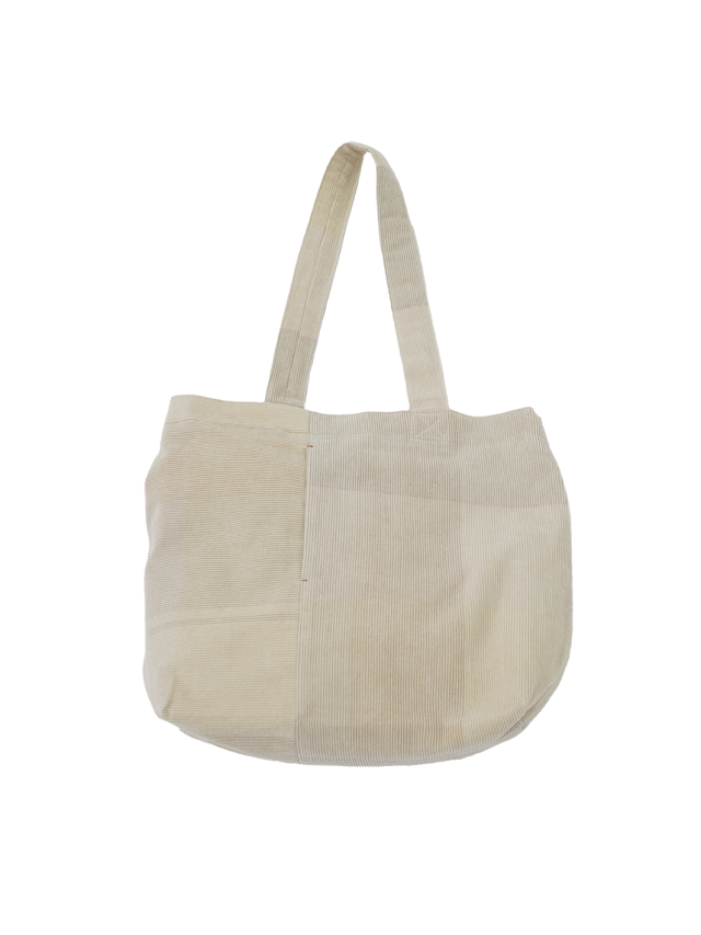 先染めチェック１４Ｗコーデュロイ　トートバッグ