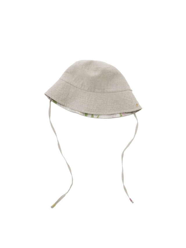 リネン×コットンリネンシーチング　茗荷の花柄リバーシブルハット