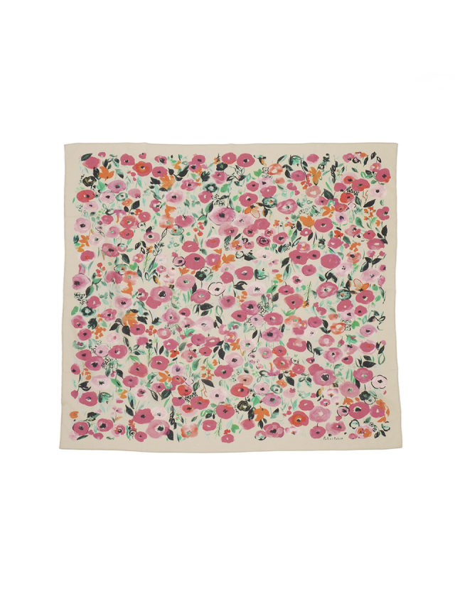 綿ガーゼ　冴え咲き柄スカーフ