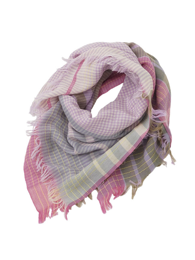 ３０／－綿コーマ　ふふむチェックストール