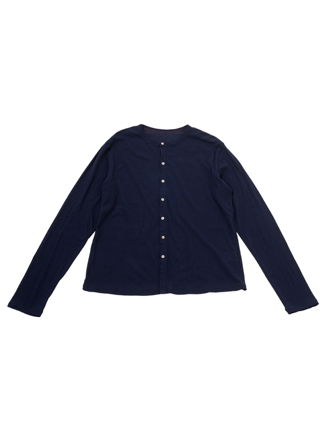 80/-シアーストレッチフライス クルー襟カーディガン