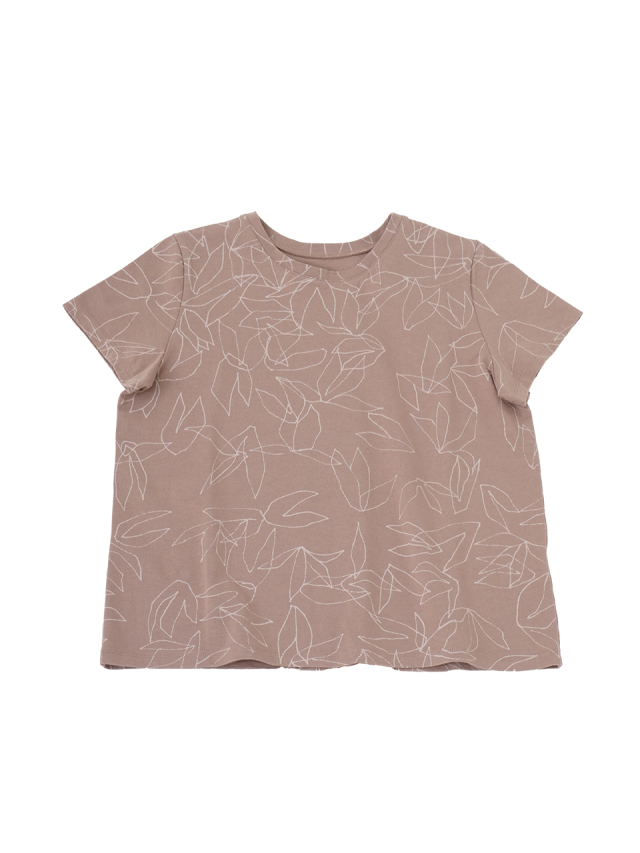 ４０／－プレーティング天竺　マグノリア柄半袖Ｔシャツ