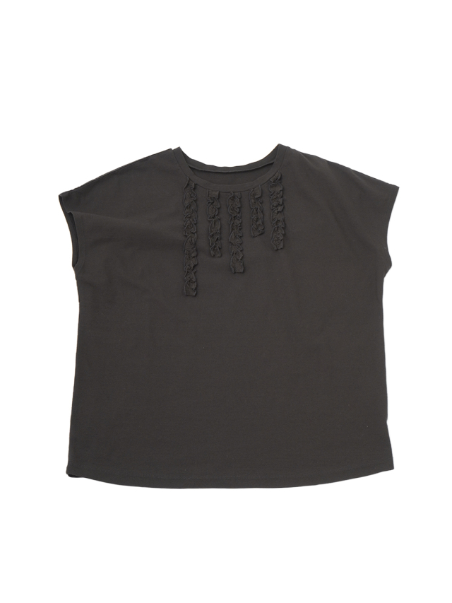 ４０／－ＳＺ強撚度詰め天竺　フリルフレンチＴシャツ