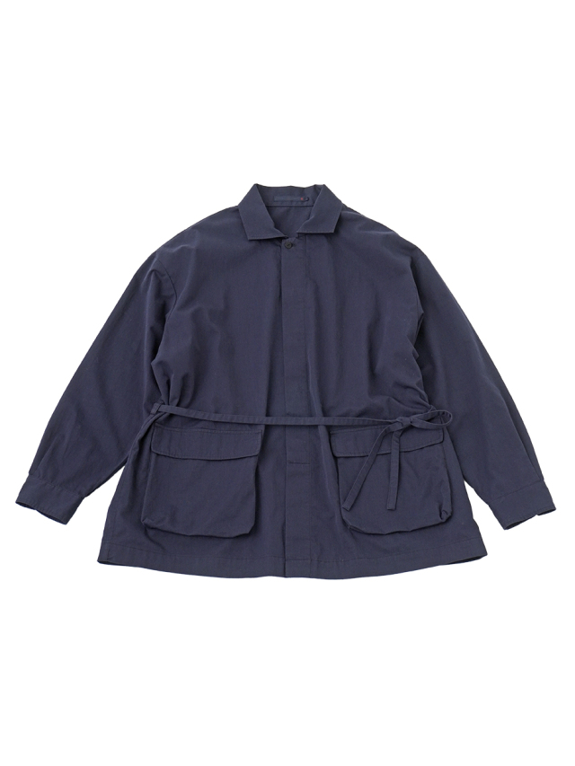 コットン朱子織　ウエスト紐付きシャツブルゾン