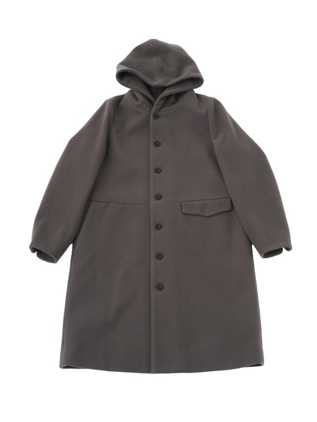 ラムウールビーバー ウエスト切替えフード付コート