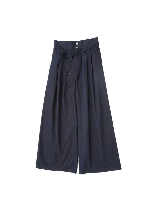 ６０／－インディゴハイカウントチノひも付ワイドパンツ