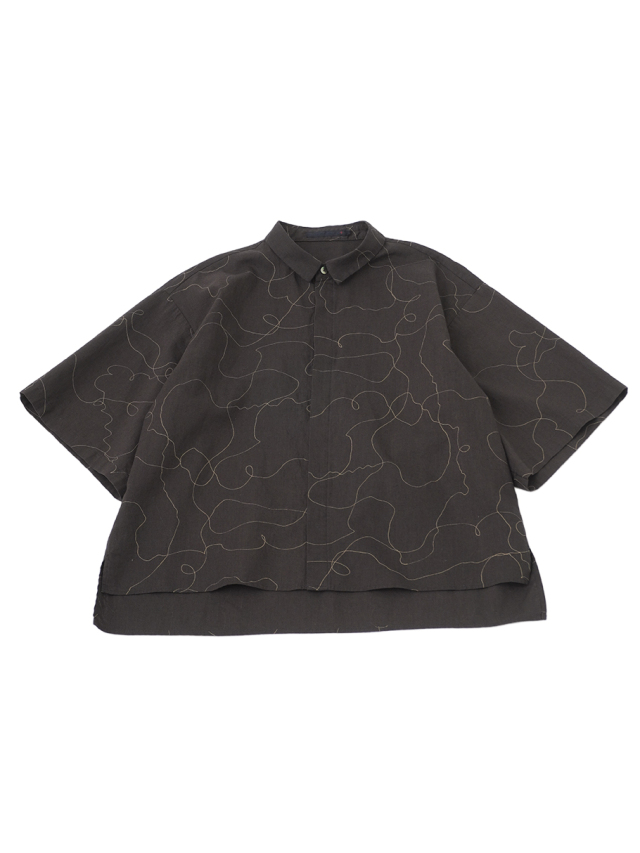 ２０ｓ綿麻シーチング春霞柄　半袖シャツ