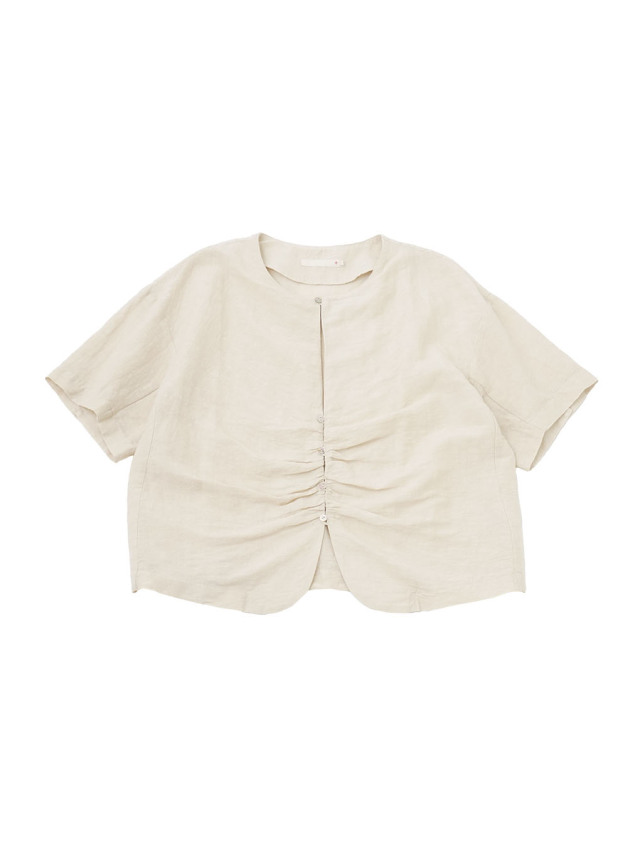 綿麻交織シーチング　ギャザーフロントはおりブラウス