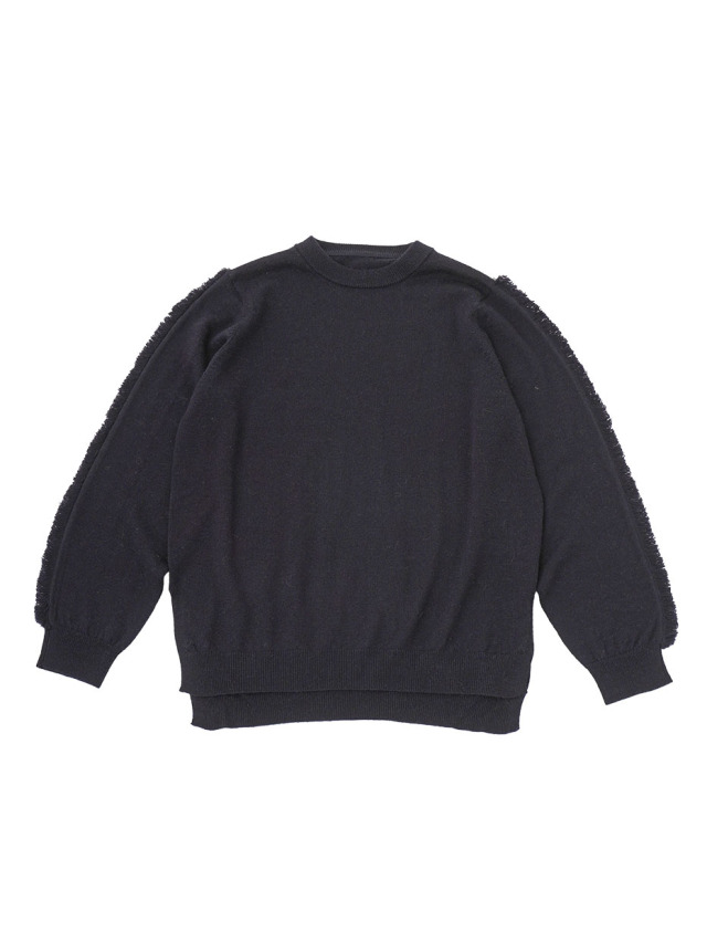 １２Ｇメリノウール　袖フリンジプルオーバー