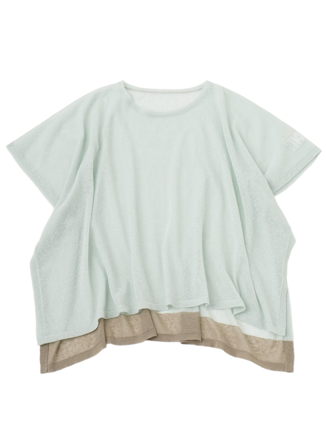 １４Ｇ綿麻　配色ポンチョ