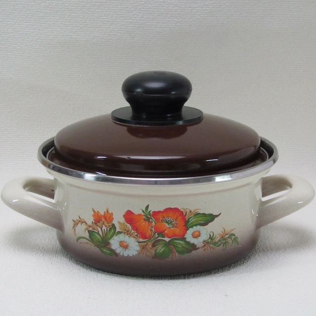 フランスブロカント　ホウロウ　両手鍋（16cm）